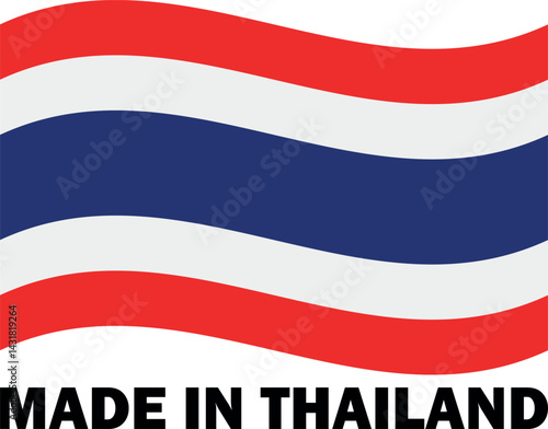Free Download Made in Thailand with waving flag . Thailand product label icon . Vector illustration - GFXLoad