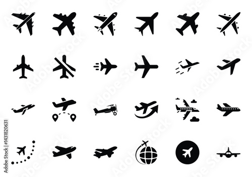 Airplane fill icon, aero plane icon, flight.