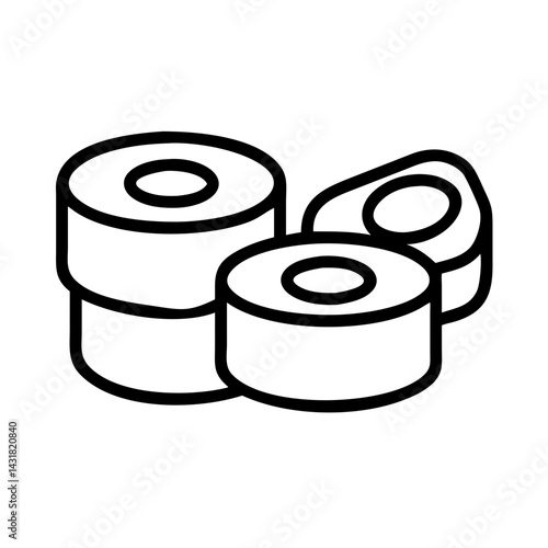 Delicious sushi rolls japanese food asian cuisine maki rolls seafood rice nori seaweed meal healthy eating lunch dinner food illustration vector icon