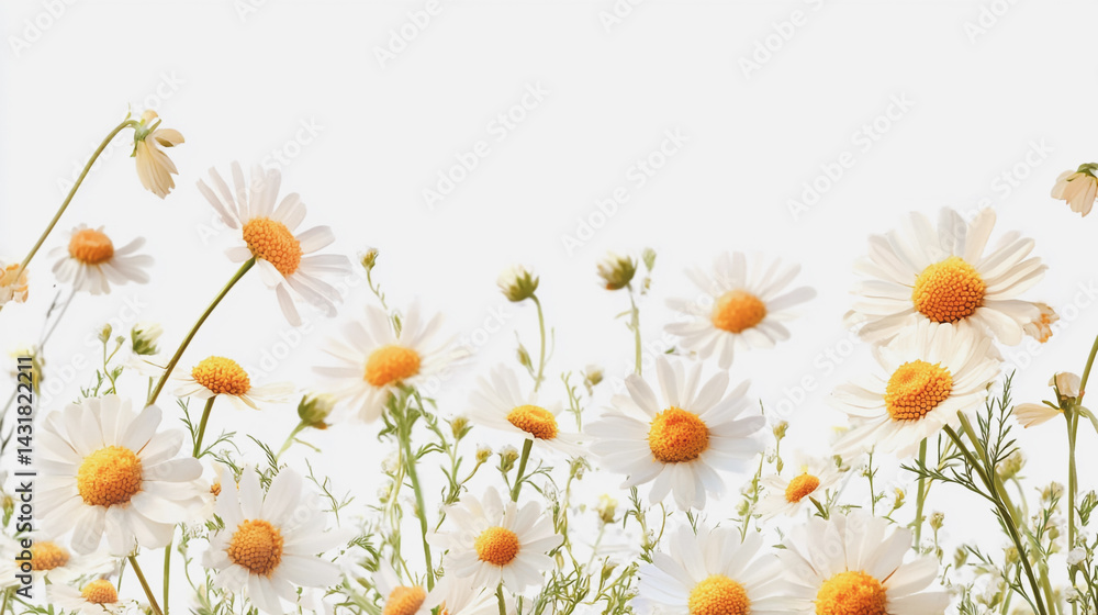 Obraz premium Elegant wedding invitation card background . Minimal hand painted watercolor Chamomile flowers texture template background. Design for wedding, vip cover, poster, rsvp moderncard.Valentine's Day