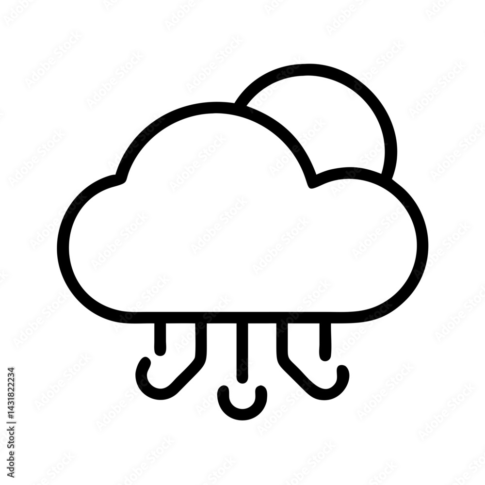 Cloudy weather icon vector illustration of rain cloud with sun for weather forecast app design Cloudy weather icon vector illustration of rain cloud with sun for weather forecast app design
