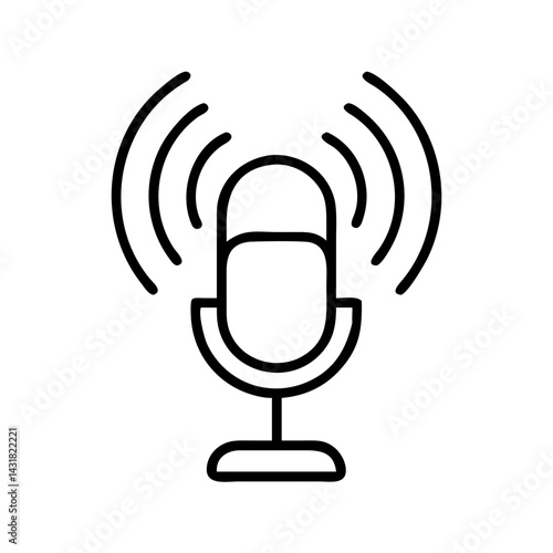 Podcast microphone vector icon for audio recording and live streaming broadcast interview online