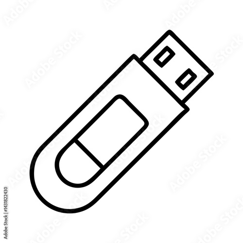 Outline usb flash drive vector illustration for data storage and transfer device design element