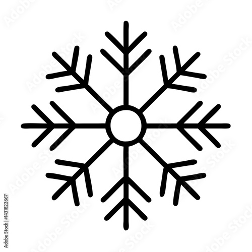 Download snowflake vector icon illustration, winter snow crystal element, christmas frost design