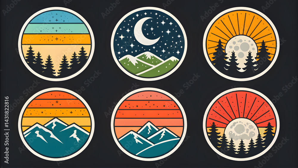 Naklejka premium Set sticker designs phases