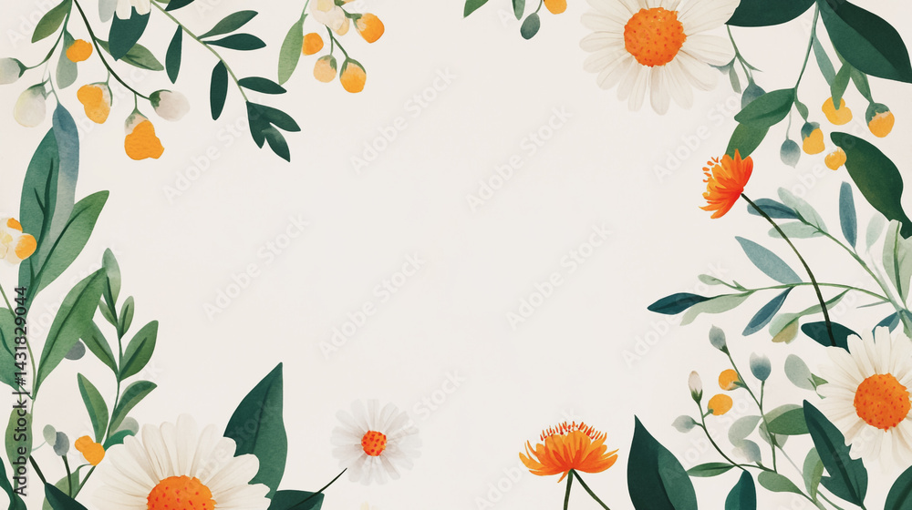 Elegant wedding invitation card background . Minimal hand painted watercolor Chamomile flowers texture template background. Design for wedding, vip cover, poster, rsvp moderncard.Valentine's Day Elegant wedding invitation card background . Minimal hand painted watercolor Chamomile flowers texture template background. Design for wedding, vip cover, poster, rsvp moderncard.Valentine's Day