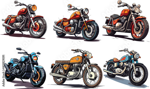 set of motorcycles