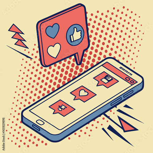 Mobile Phone Notifications – Pop Art Concept