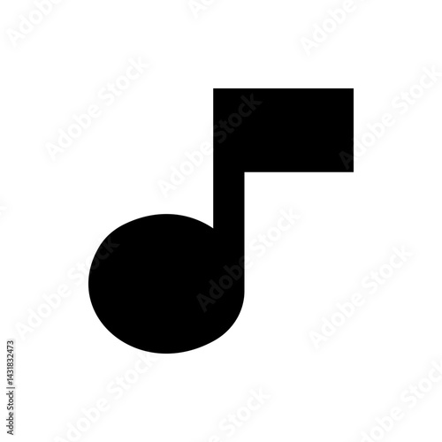 Black quarter note musical symbol with a solid fill on a white background in a simple vector graphic