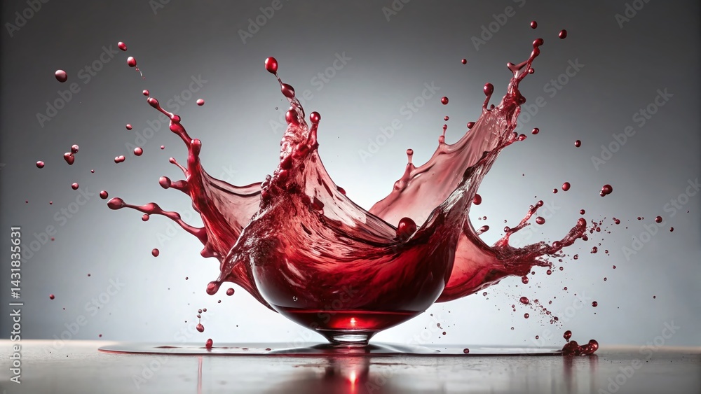 Fototapeta premium Red Wine Splash: Dynamic Fluid Art Photography on White Background