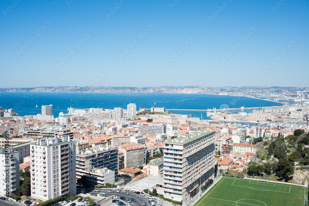 Fototapeta premium Aerial view of Marseille from Basilica of Our Lady of Guard. France