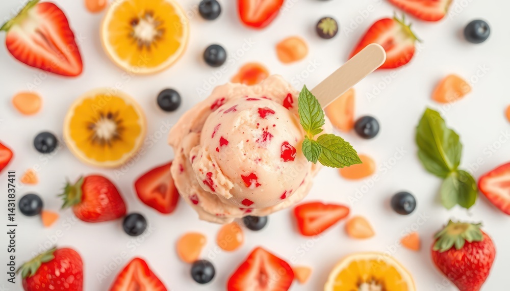 Fresh Fruit Ice Cream Dessert Fresh Fruit Ice Cream Dessert