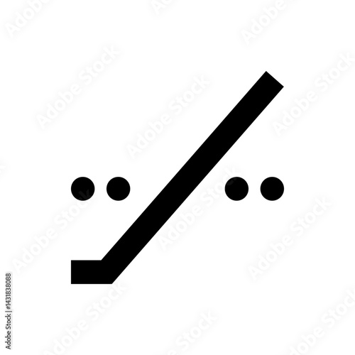 A minimalist abstract design featuring a bold diagonal line and symmetrical dot placements on a white backdrop