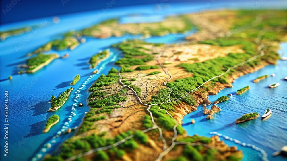 Rhode Island State Map with High Depth of Field, Detailed Topography Rhode Island State Map with High Depth of Field, Detailed Topography