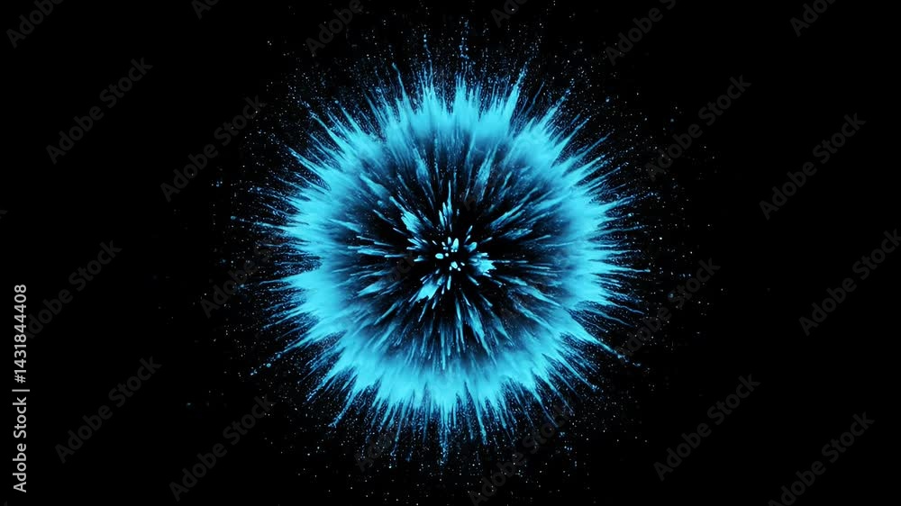 Radiant cyan explosion on black background, energetic and captivating visual effect Radiant cyan explosion on black background, energetic and captivating visual effect