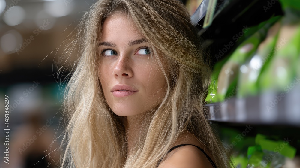 Naklejka premium Woman in grocery store