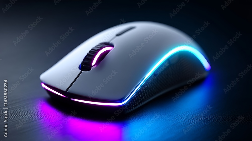 Illuminated Gaming Mouse - Sleek white gaming mouse with vibrant RGB lighting, showcasing modern technology and design. Perfect for high-performance gaming Illuminated Gaming Mouse - Sleek white gaming mouse with vibrant RGB lighting, showcasing modern technology and design. Perfect for high-performance gaming