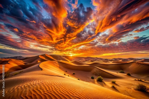 Sahara Desert Sunset: Golden Dunes and Dramatic Sky - Moroccan Adventure