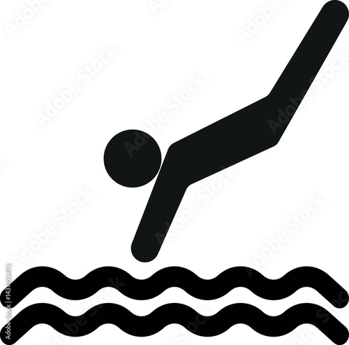 Person diving icon . Man dive swim in sea water icon . Vector illustration