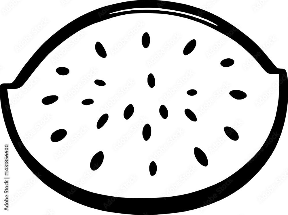 Simple Line Drawing Of A Watermelon Slice Seeds Visible Simple Line Drawing Of A Watermelon Slice Seeds Visible