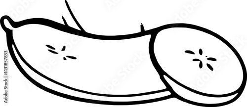 Simple Line Drawing Of A Banana With A Slice