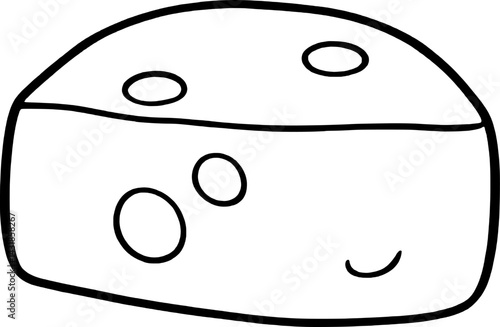 Adorable Cartoon Cheese Block Illustration Simple Line Art