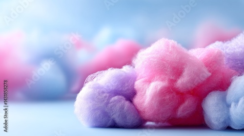 Pastel Dreams: Fluffy Cotton Candy Delights - Sweet, airy, whimsical, delightful, and fluffy cotton candy in pastel colors evokes feelings of joy and carefree fun