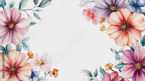 Elegant wedding invitation card background . Minimal hand painted watercolor Cosmos flowers texture template background. Design for wedding, vip cover, poster, rsvp moderncard.Valentine's Day