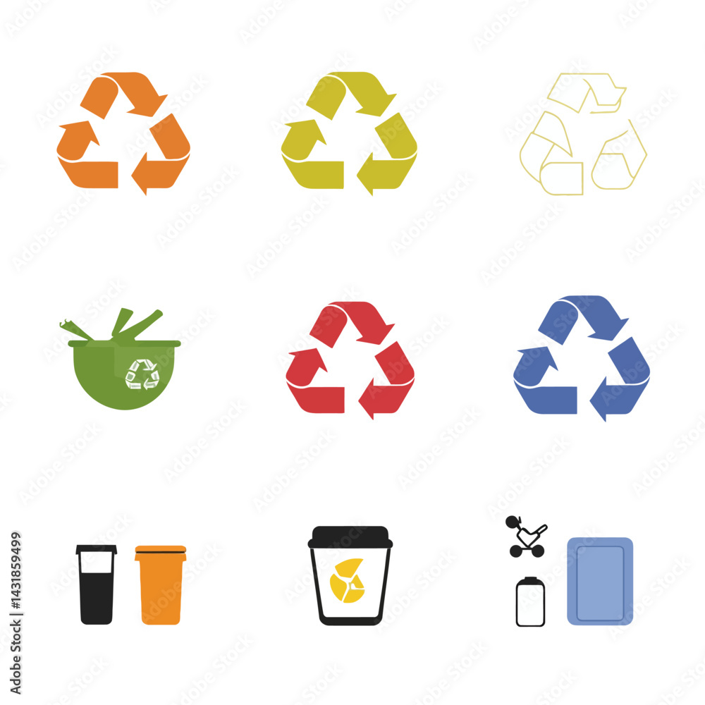 icon sheet, simple shapes, recycle icons, white background icon sheet, simple shapes, recycle icons, white background