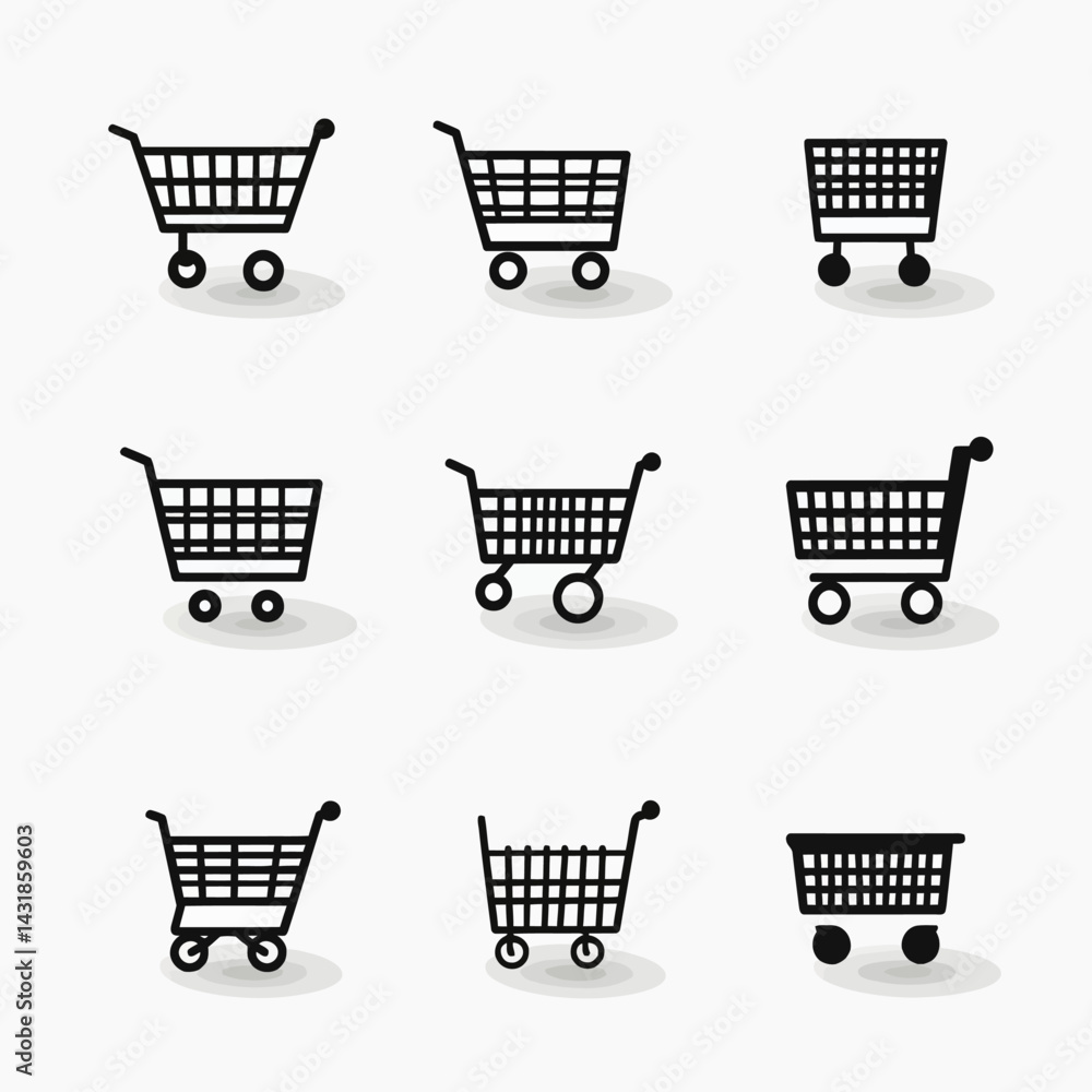 icon sheet, simple shapes, shopping cart icons, white background icon sheet, simple shapes, shopping cart icons, white background