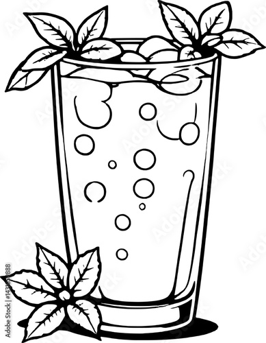 Refreshing Iced Beverage with Mint Garnish in Tall Glass
