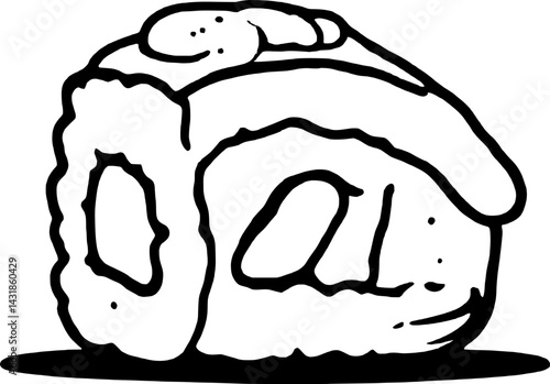 A Simple Line Drawing Of A Delicious Sushi Roll