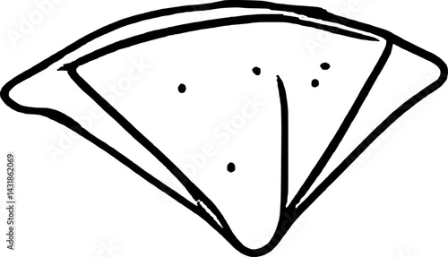Simple Line Drawing Of A Folded Triangle Shaped Pastry