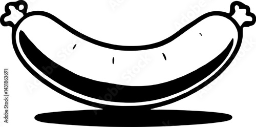 Simple Line Drawing Of A Single Curved Sausage