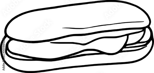 Simple Line Drawing Of A Delicious Sub Sandwich