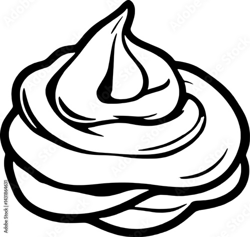 Whipped Cream Swirl A Delicious Dessert Topping Illustration