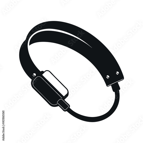 ESD Wrist Strap Front View Black Vector Silhouette