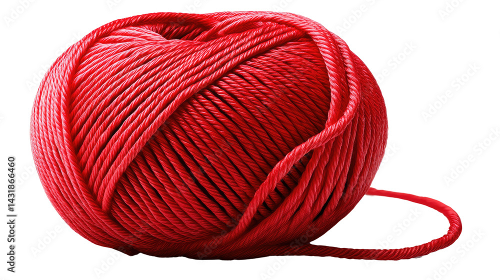 Crimson Yarn: A meticulously captured image showcasing a tightly wound ball of vibrant crimson yarn, with a single strand gracefully extending outwards, ideal for creative projects. Crimson Yarn: A meticulously captured image showcasing a tightly wound ball of vibrant crimson yarn, with a single strand gracefully extending outwards, ideal for creative projects.