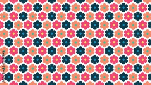 Wallpaper Mural Retro Floral Pattern – Seamless Colorful Flower Background for Creative Vintage-Inspired Designs Torontodigital.ca
