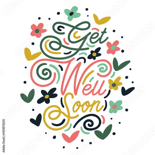 get well soon lettering. vector illustration