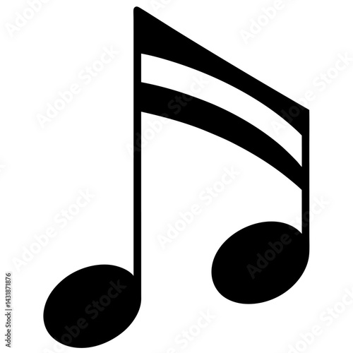A shining musical note icon, an elegant symbol of melody and audio, designed as a black vector element