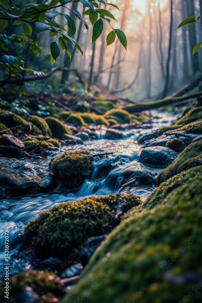 Tranquil Forest Brook at Dawn