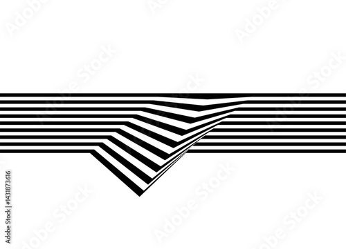 Abstract vector illustration. pattern of broken black parallel lines on a white background. optical effect. Striped Strict Design Element. Vector background. relief shapes. Retro. striped stripe