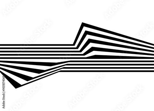 Abstract vector illustration. pattern of broken black parallel lines on a white background. optical effect. Geometric Striped Design Element. Vector background. relief shapes. Retro style. Steps