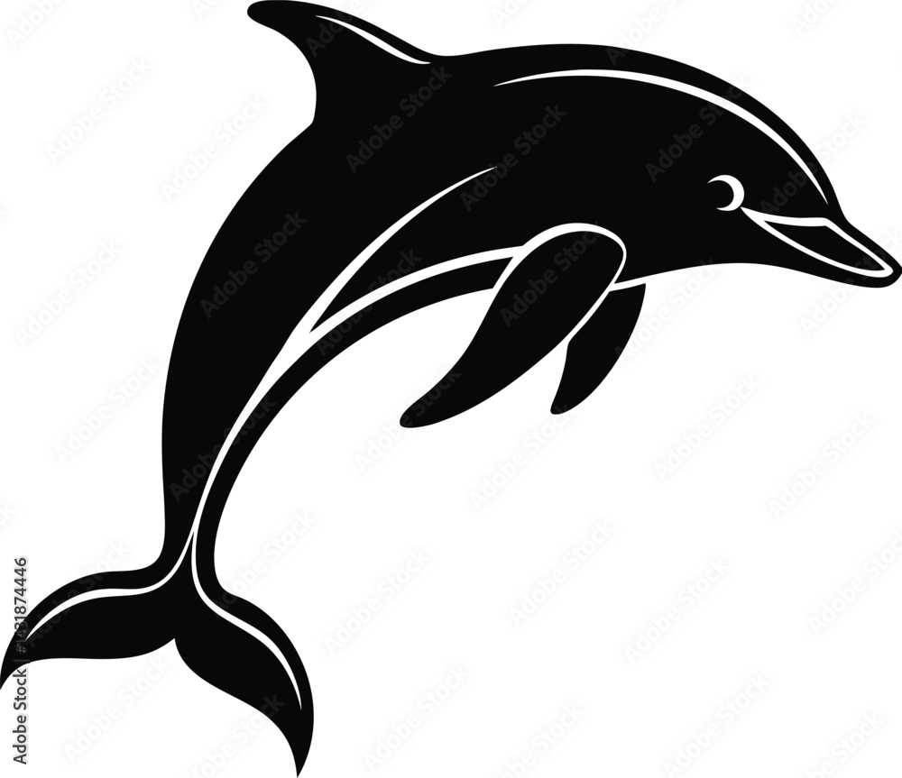 Obraz premium Dolphin Silhouette Black Vector | Ocean Animal