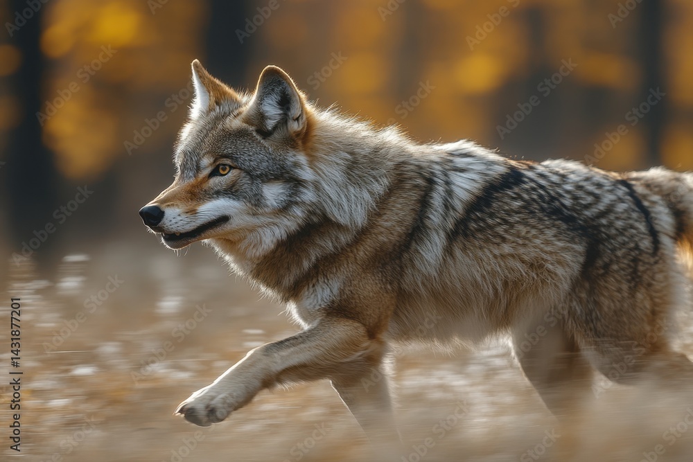 Fototapeta premium Wolf. Wild animal hunting. Fairytale wolf in the forest.