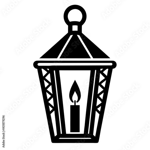 Black vector icon of a birdcage lantern, a symbol of art and design