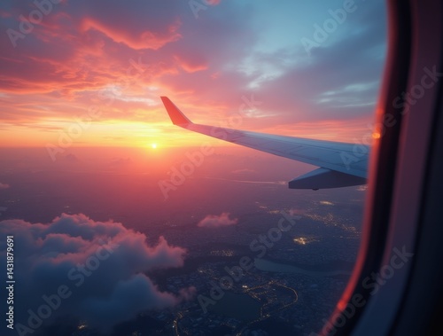Twilight Flight Over the City