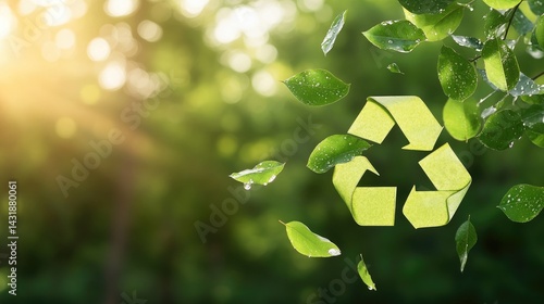 Recycle symbol made of leaves environmental concept eco friendly initiative