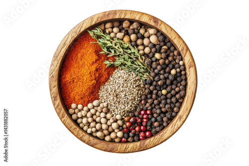 spices in a wooden bowl isolated on transparent background Remove png